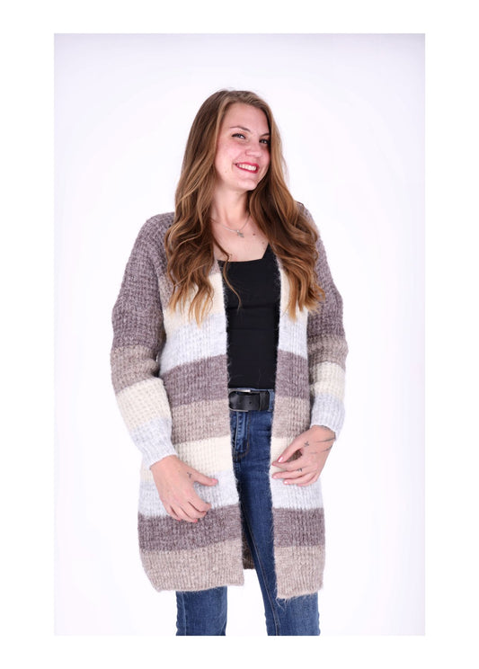 Strickjacke Streifen lang