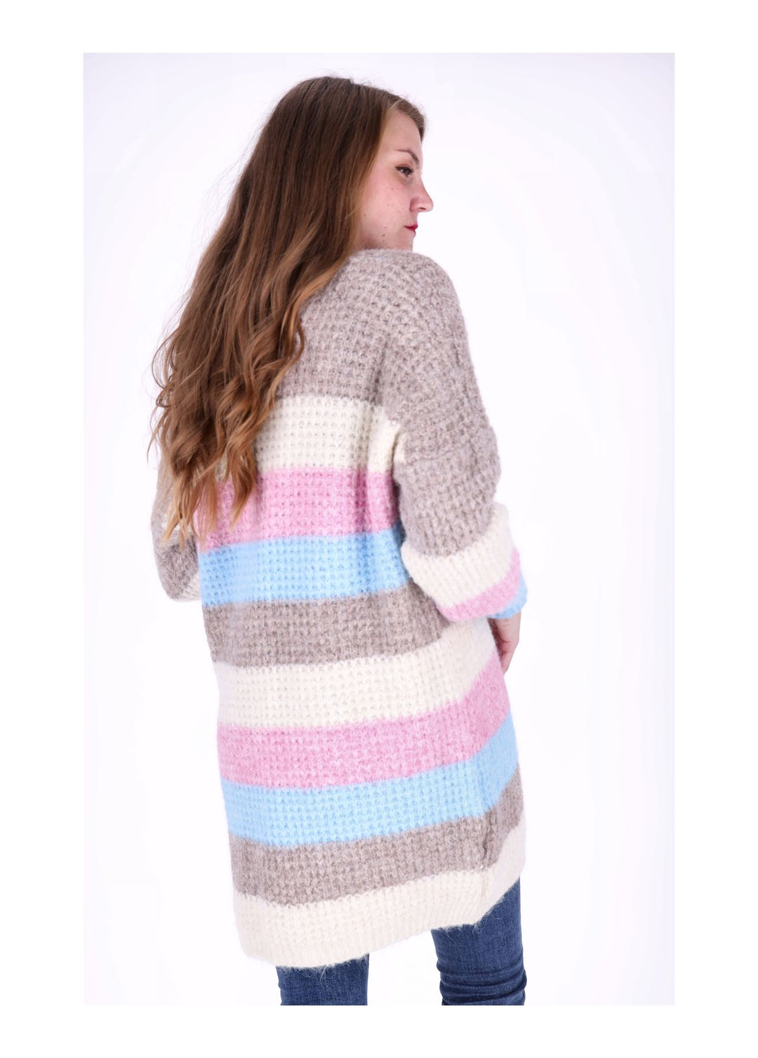 Strickjacke Streifen lang