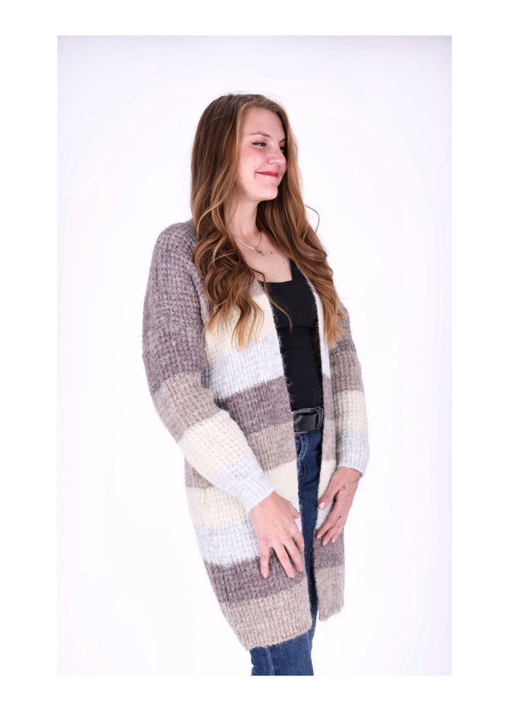 Strickjacke Streifen lang