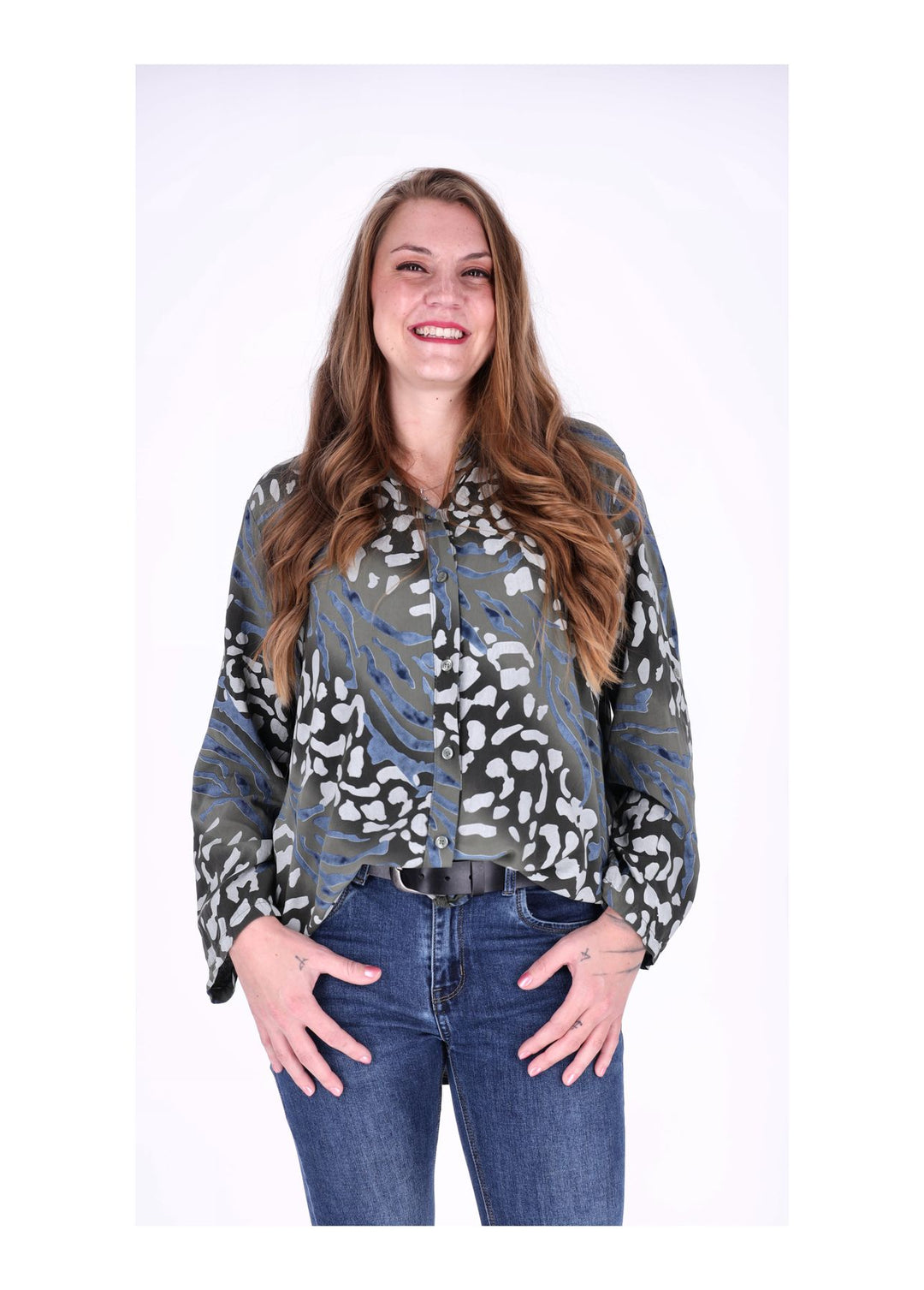 Splash of Color Leinenbluse Damen