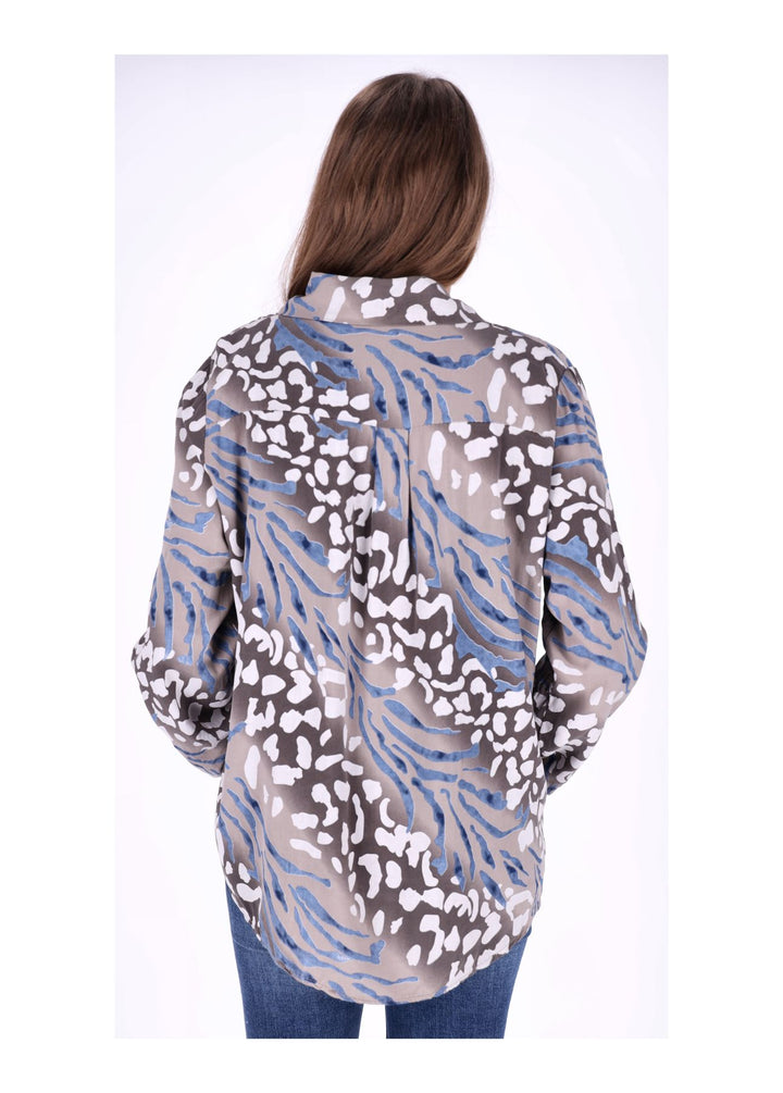 Bluse Damen Krempelarm AOP