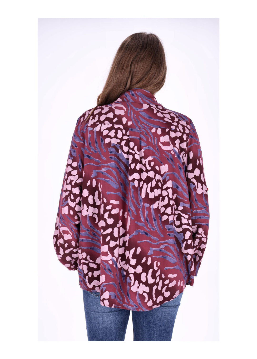 Bluse Damen Krempelarm AOP