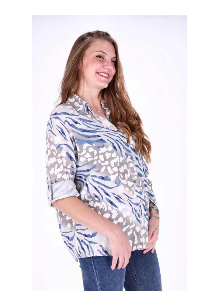Splash of Color Leinenbluse Damen