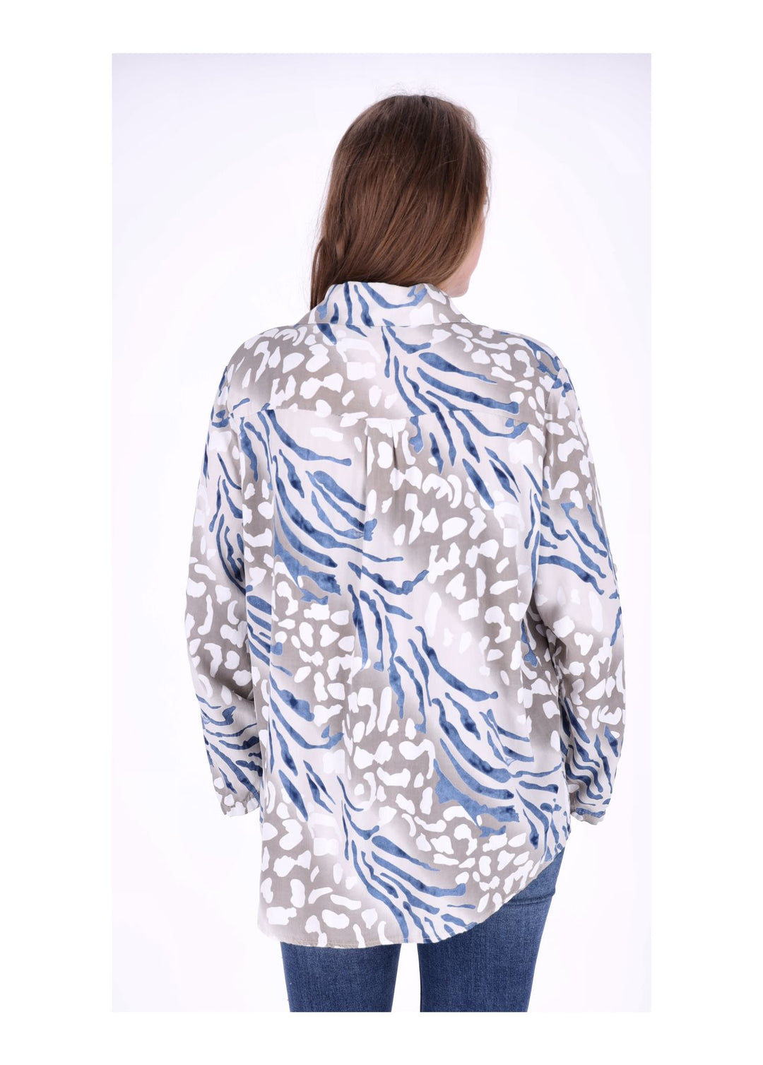 Bluse Damen Krempelarm AOP