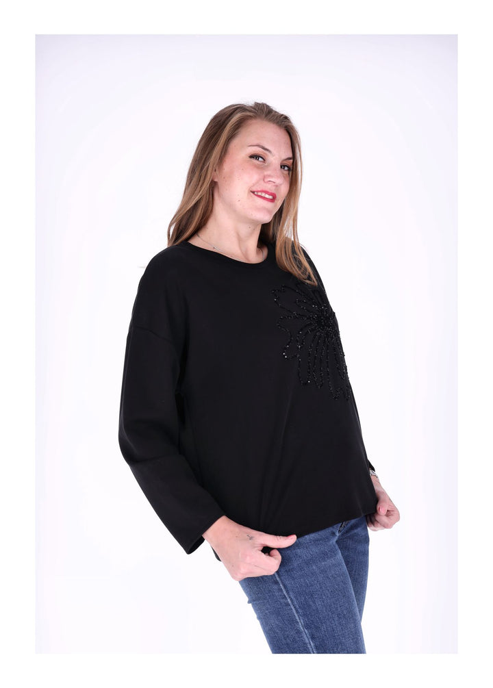 Sweatshirt Damen Blume Pailletten