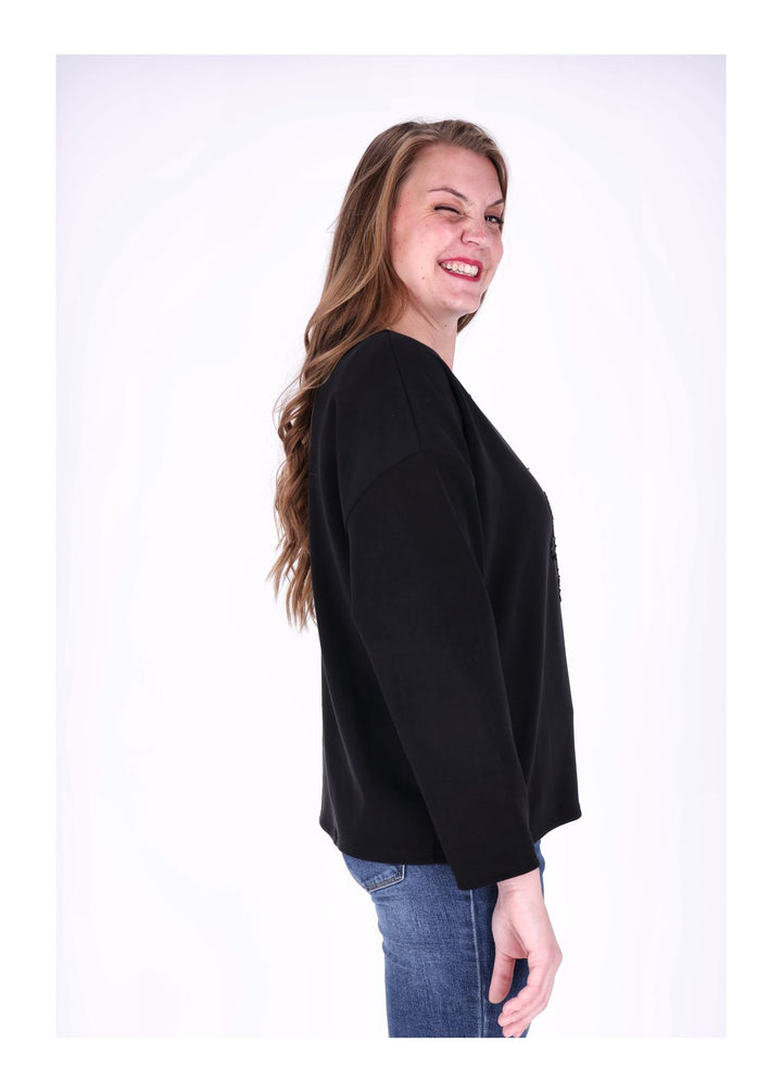 Sweatshirt Damen Blume Pailletten