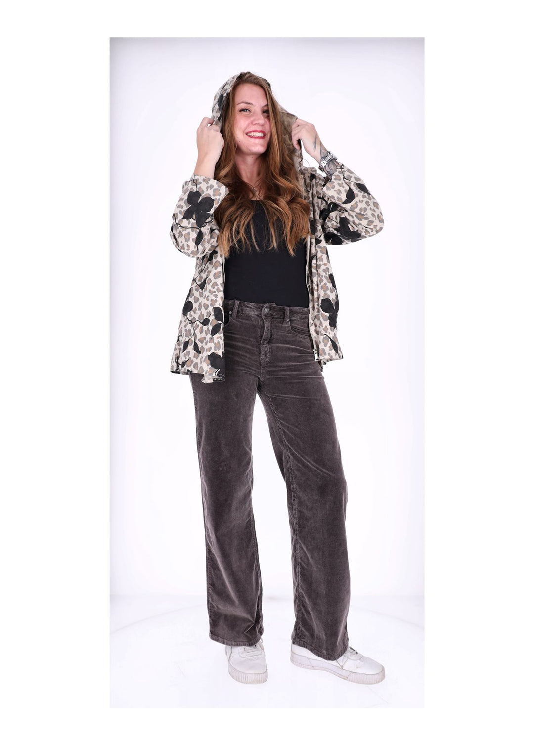 Cord Sweatjacke Damen AOP