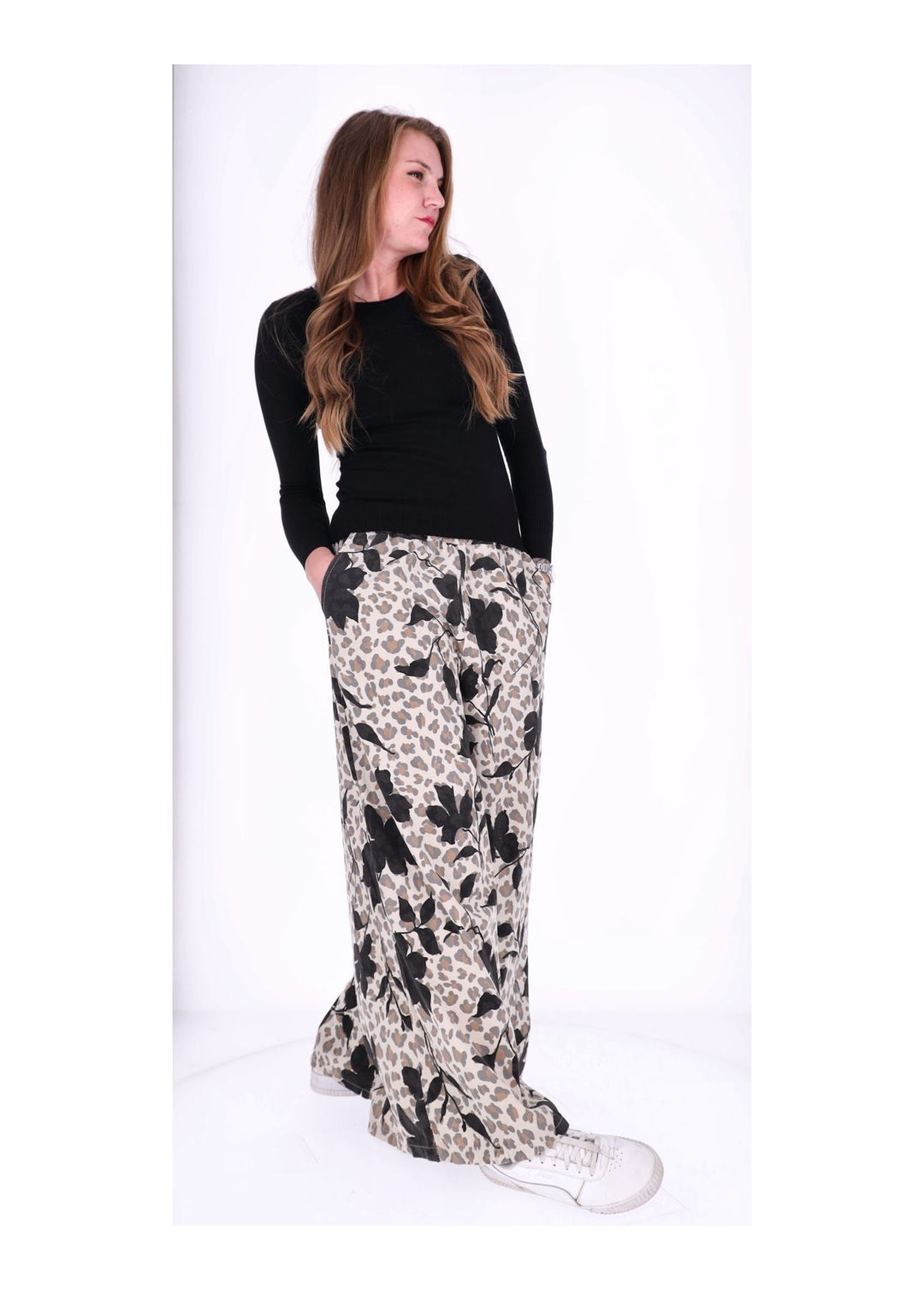 Cordhose Damen Wide Leg AOP