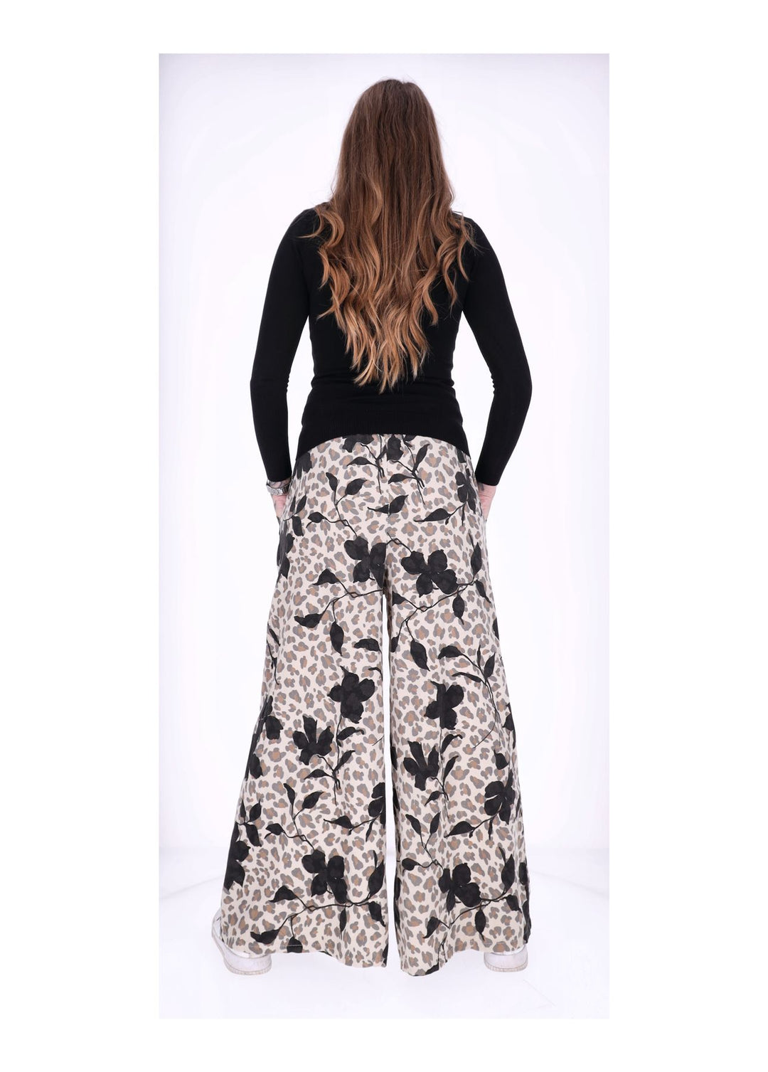 Cordhose Damen Wide Leg AOP