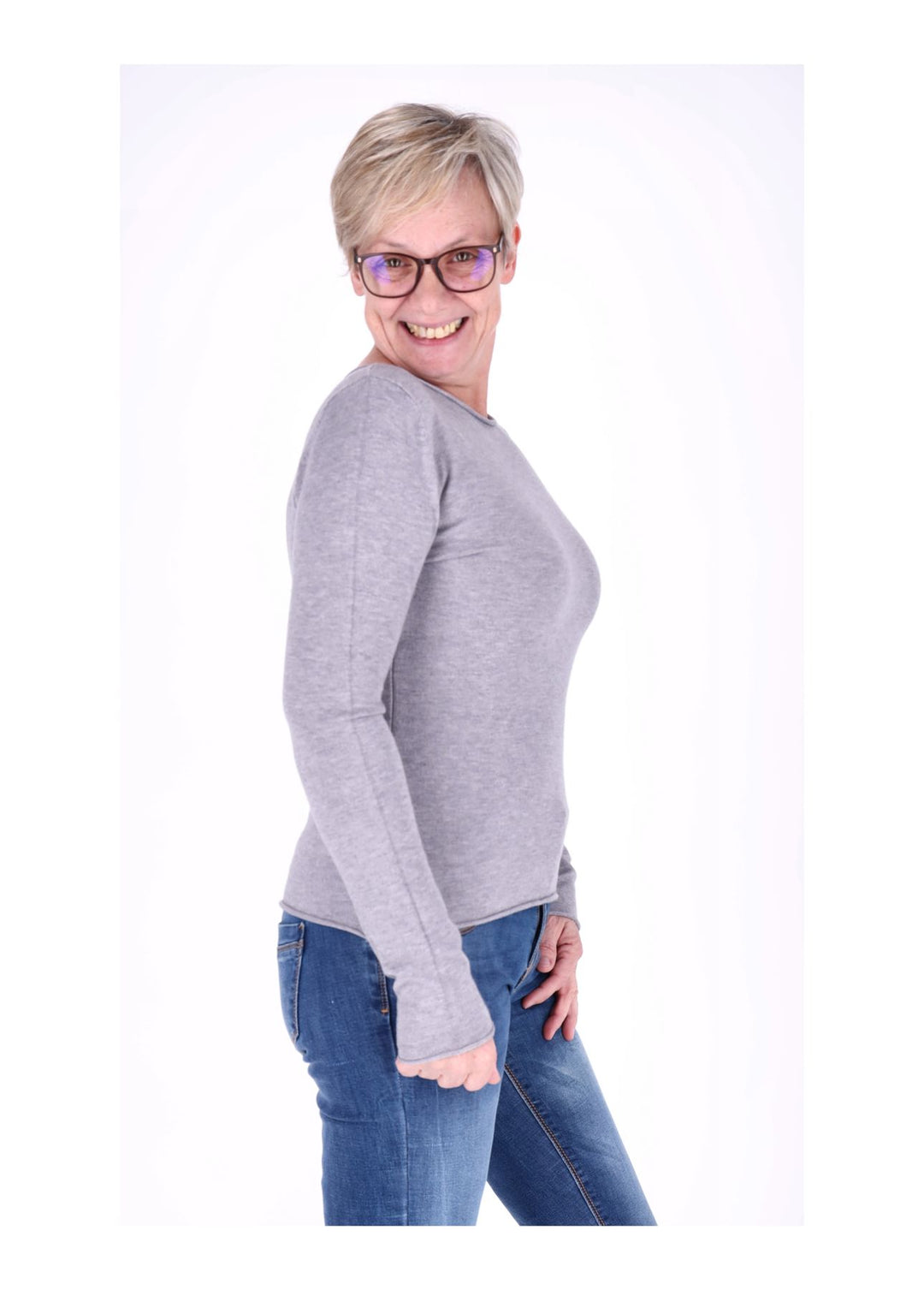 Feinstrick Damen Rundhalsausschnitt