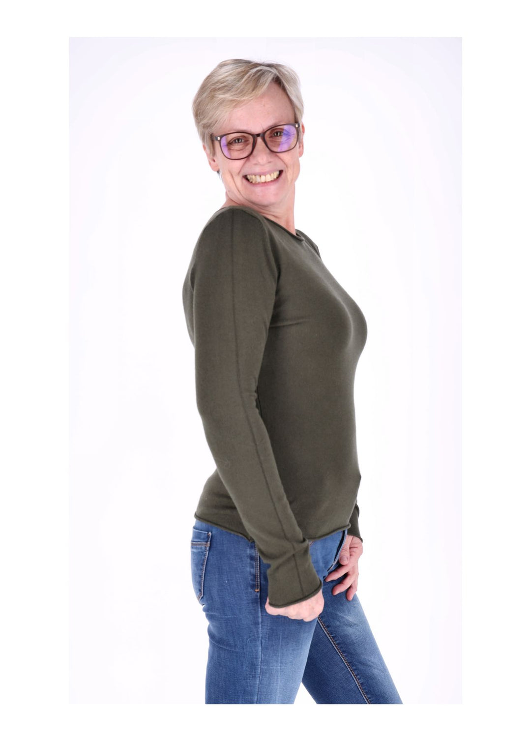 Feinstrick Damen Rundhalsausschnitt