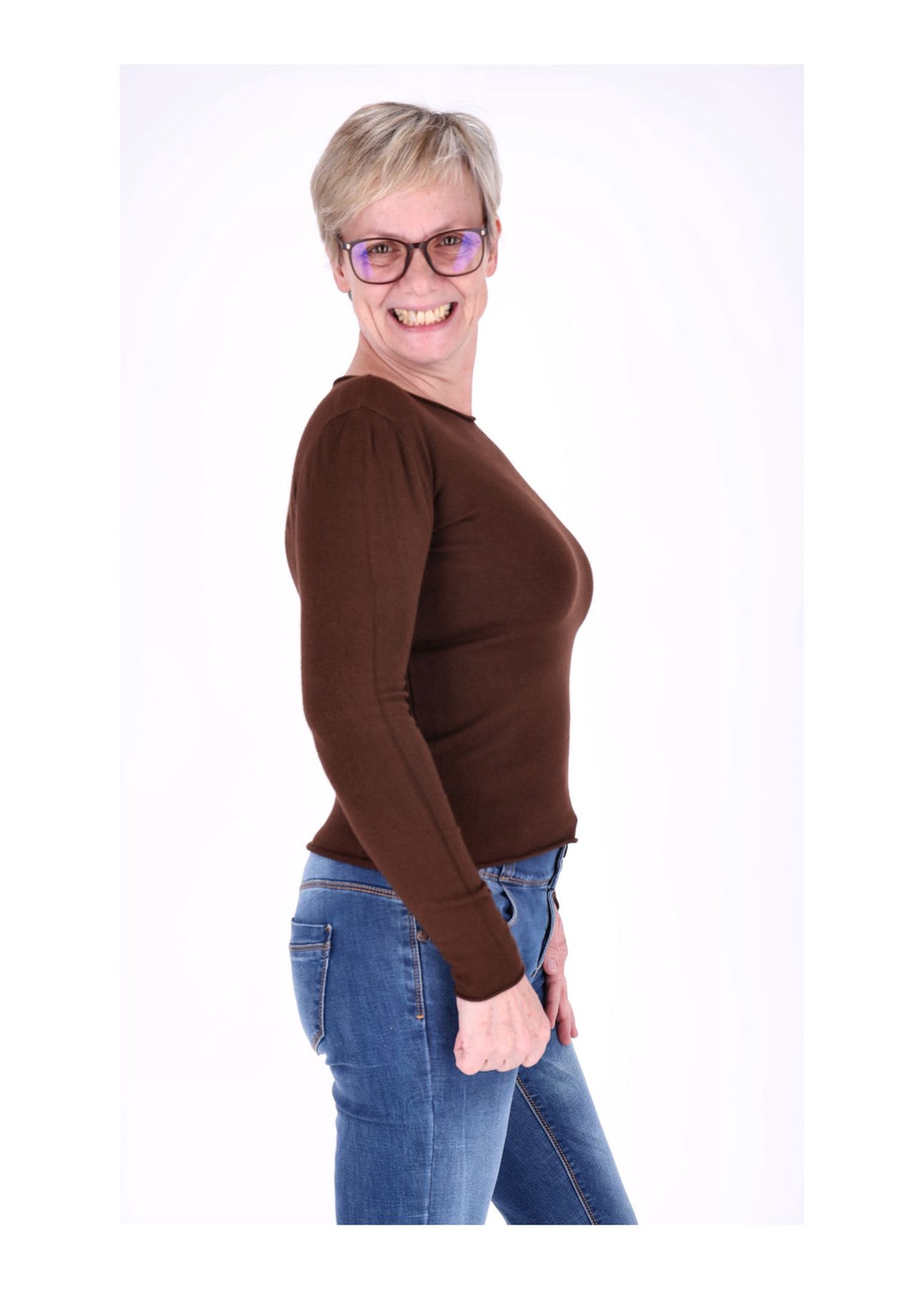 Feinstrick Damen Rundhalsausschnitt