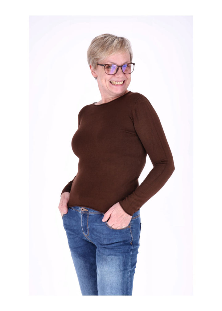 Feinstrick Damen Rundhalsausschnitt