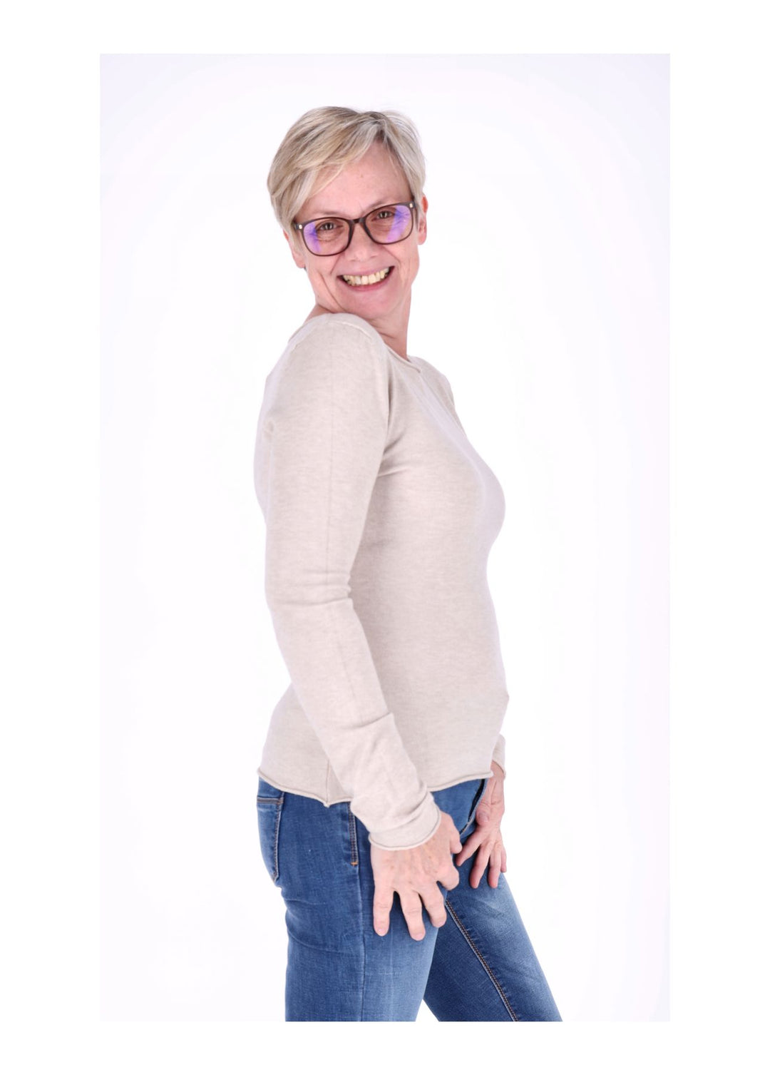 Feinstrick Damen Rundhalsausschnitt