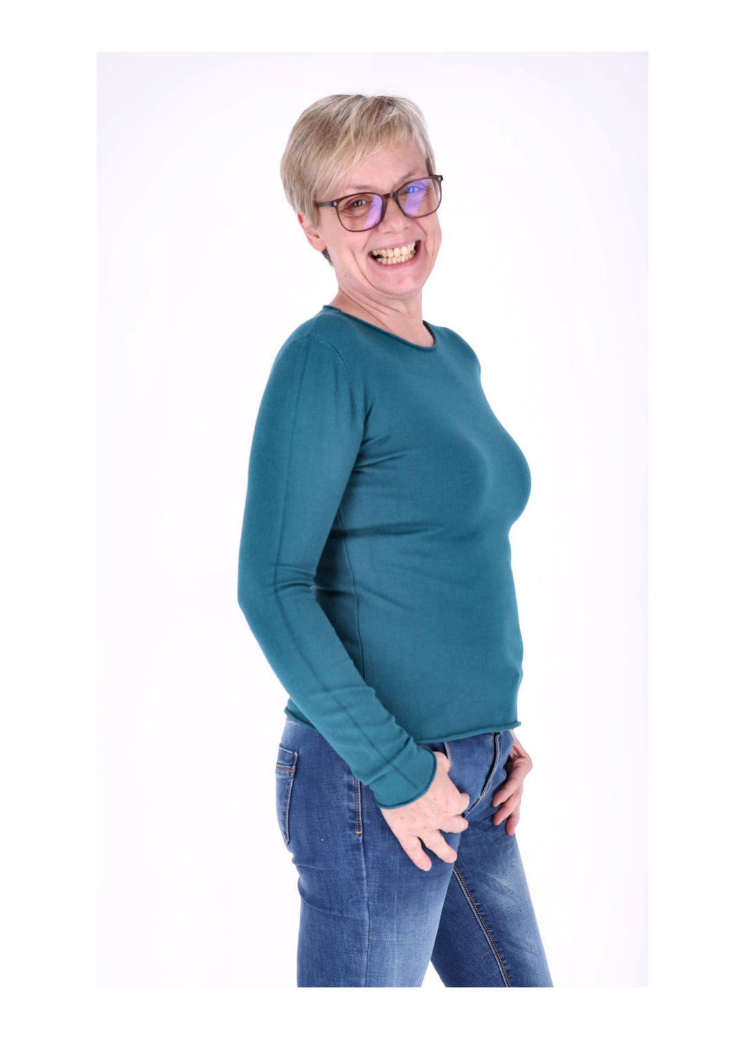 Feinstrick Damen Rundhalsausschnitt