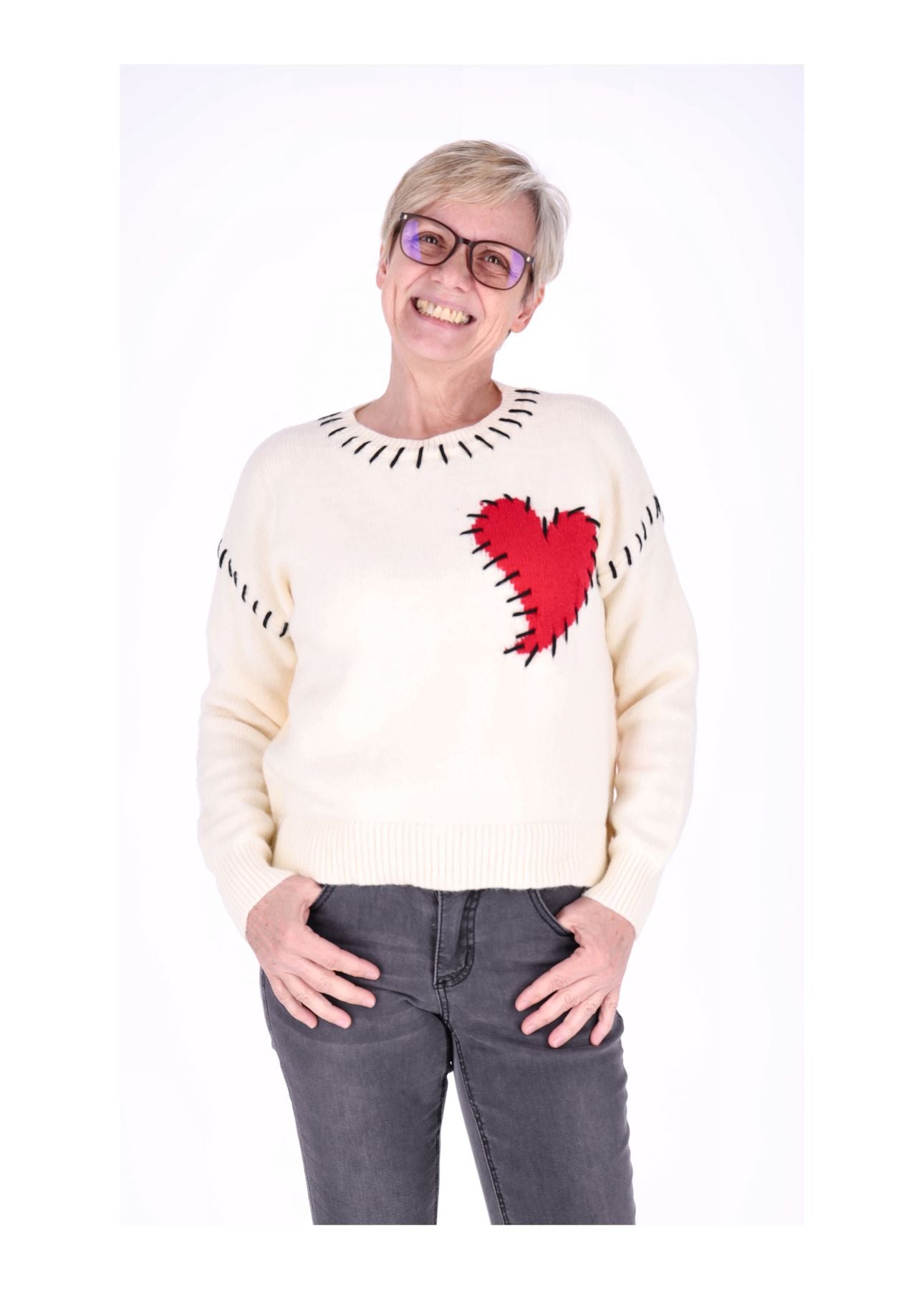 Strickpullover Damen Herz