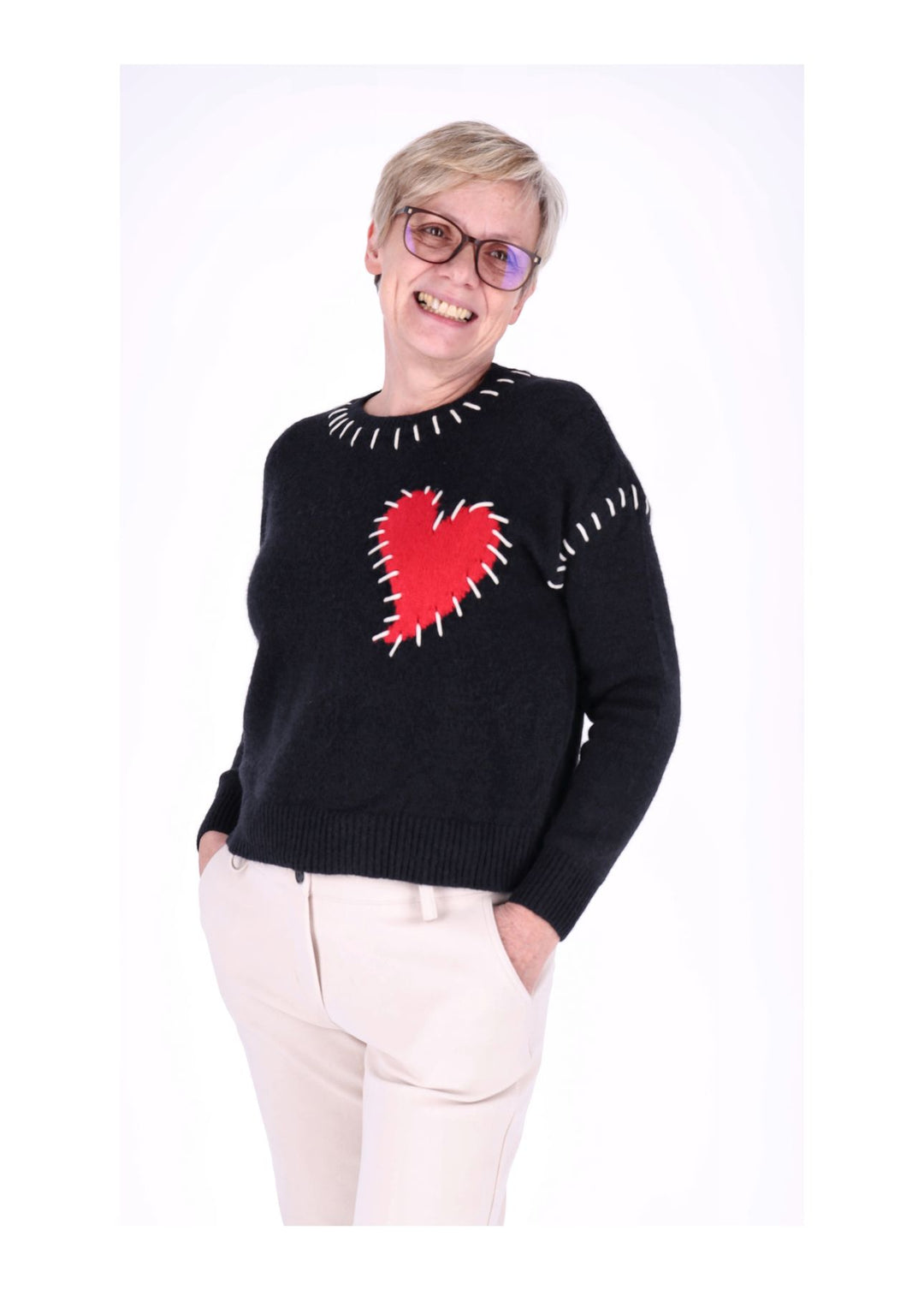 Strickpullover Damen Herz