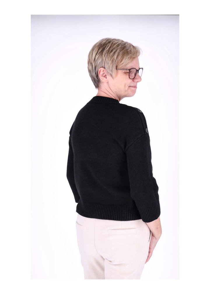 Strickpullover Damen 3/4 Arm Knöpfe