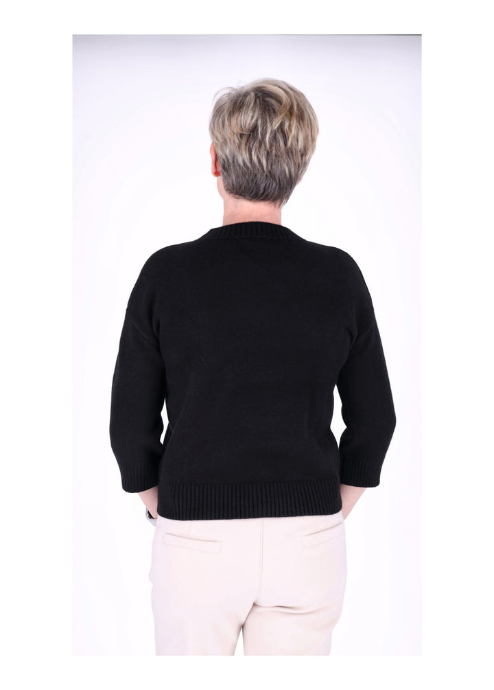 Strickpullover Damen 3/4 Arm Knöpfe