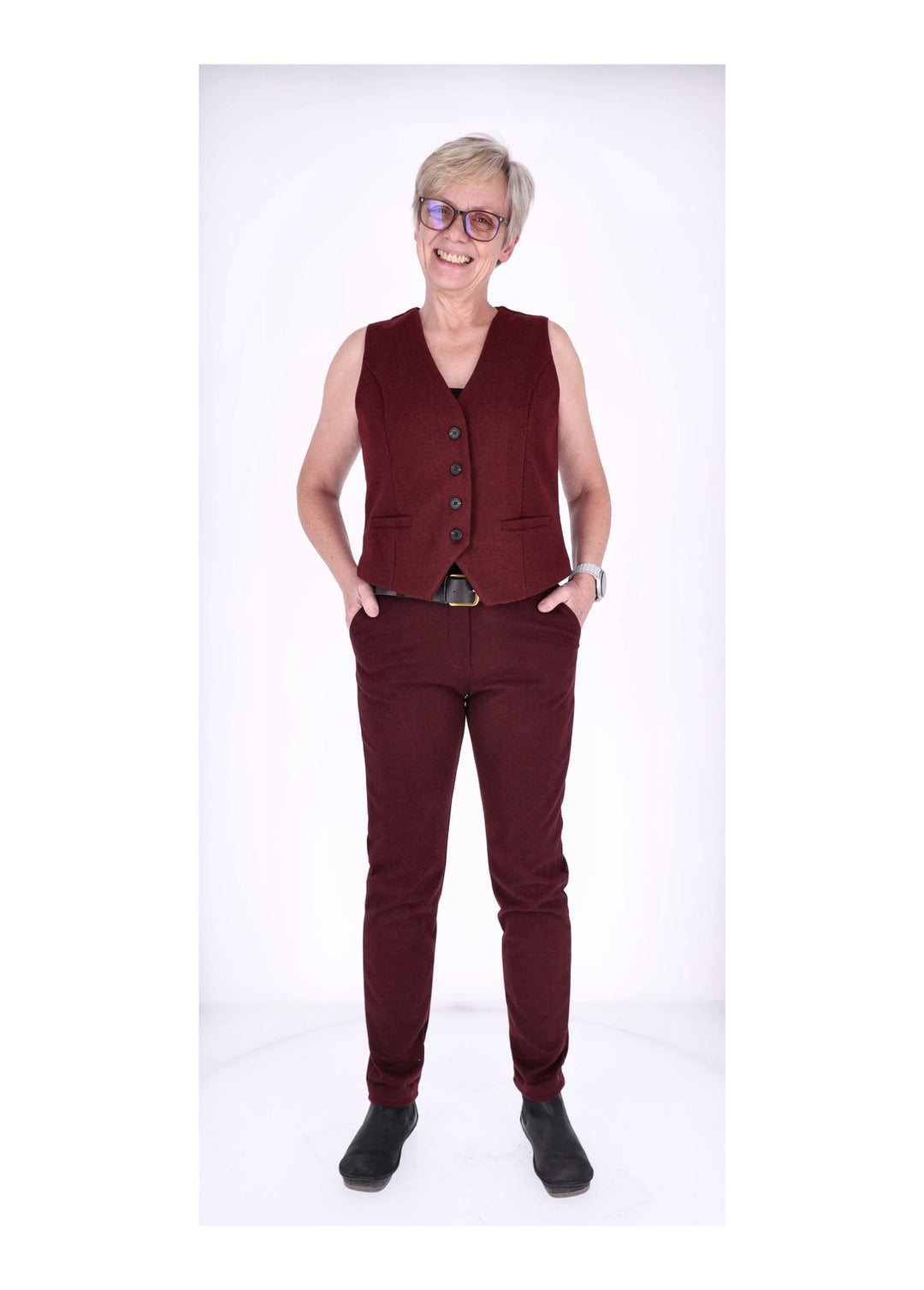 Hose Damen Wolloptik Zig Zag Muster