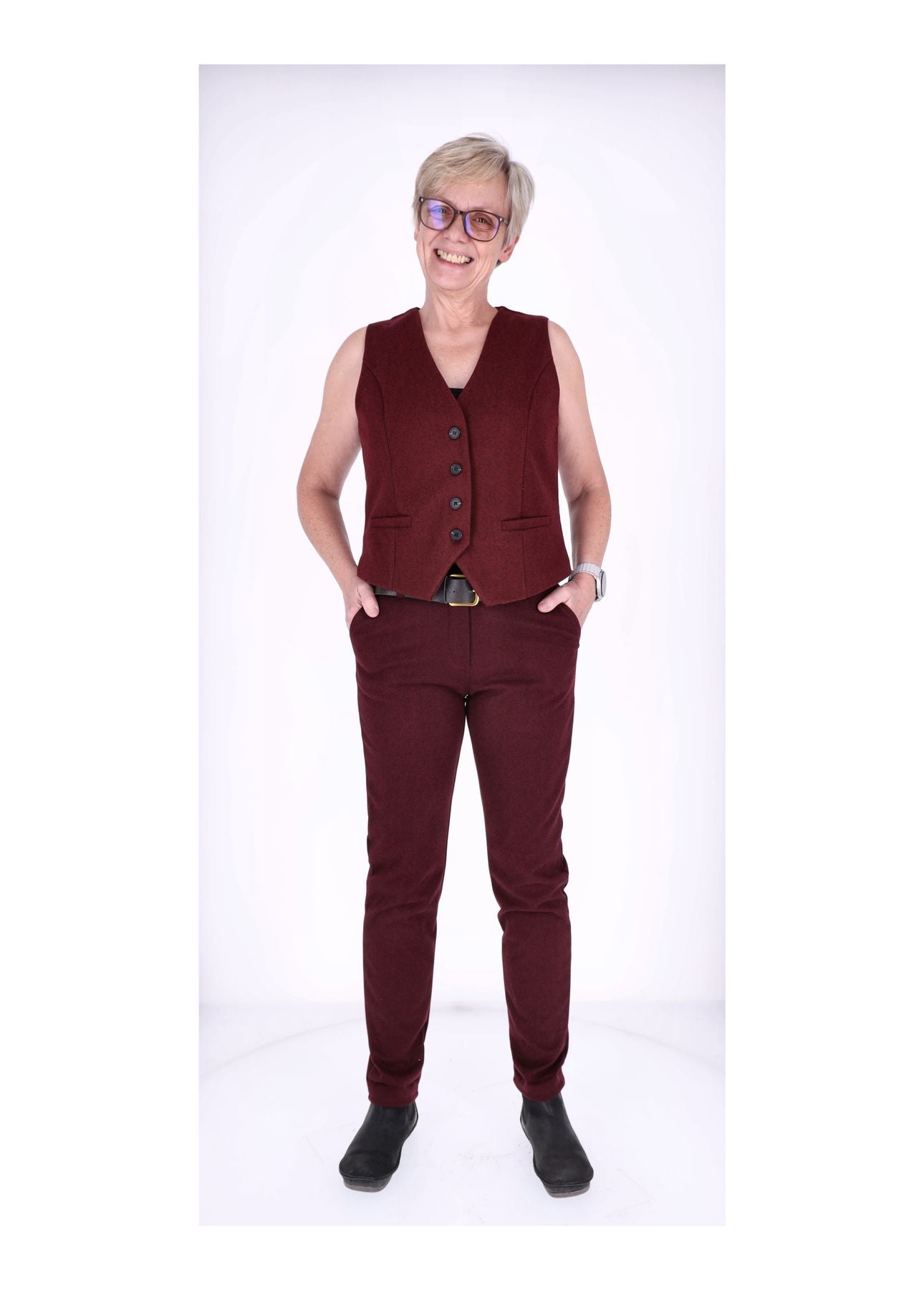 Hose Damen Wolloptik Zig Zag Muster