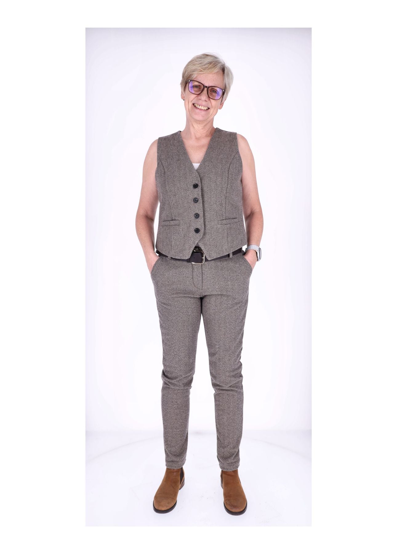 Hose Damen Wolloptik Zig Zag Muster