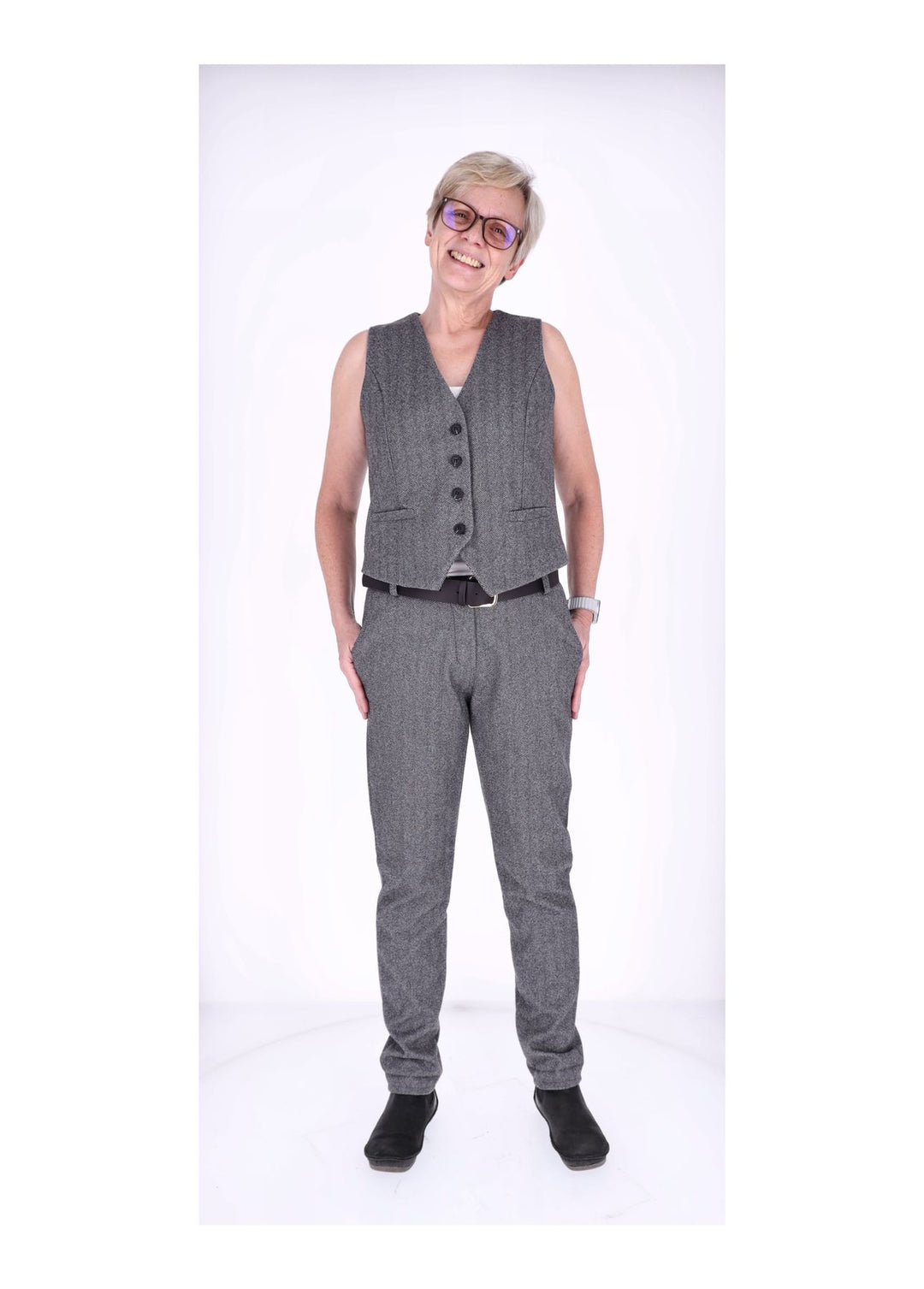 Hose Damen Wolloptik Zig Zag Muster