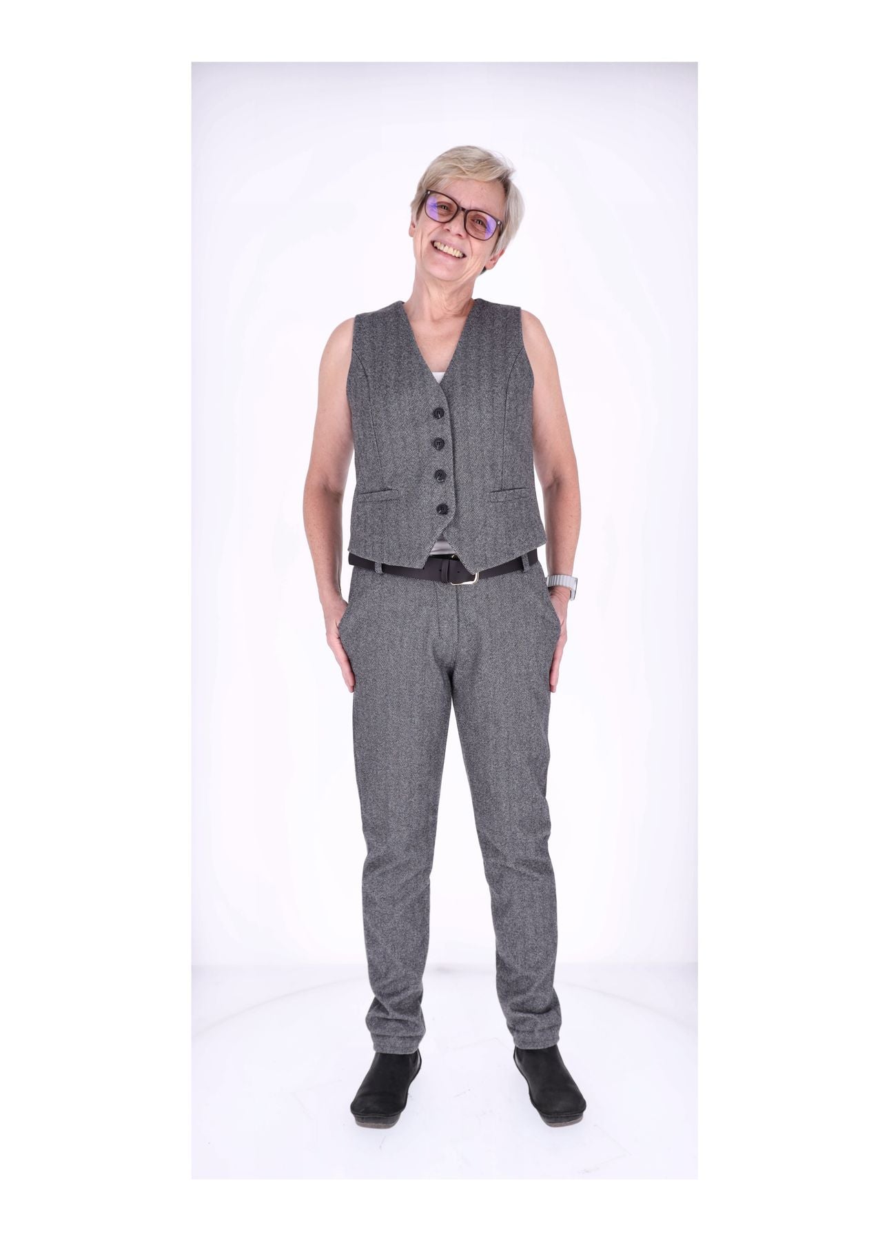 Hose Damen Wolloptik Zig Zag Muster