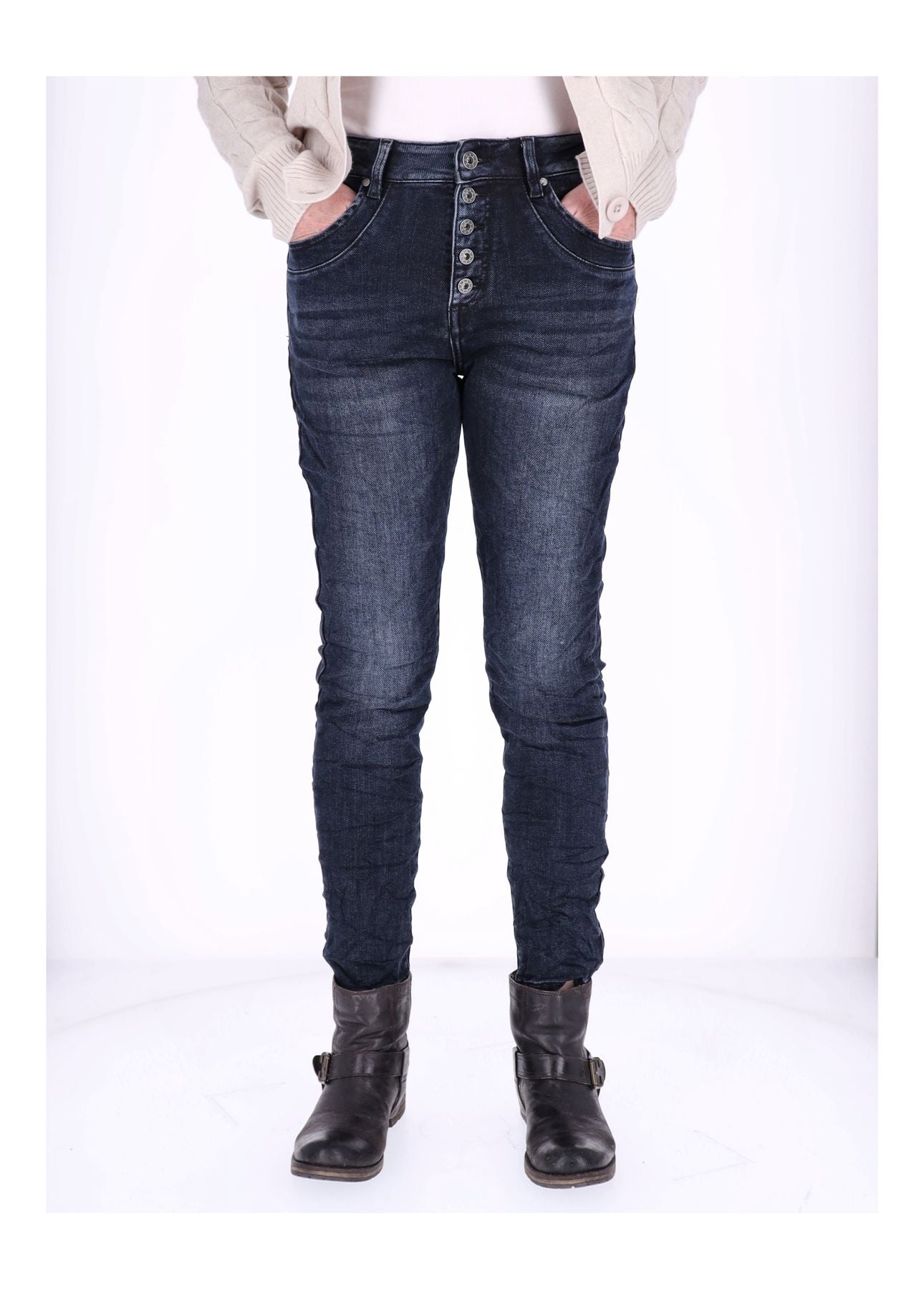 Jeans Damen Skinny Knopfleiste