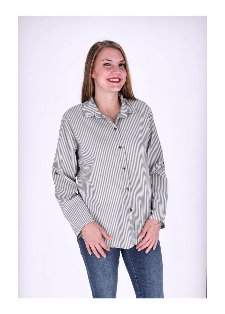 Bluse Damen Krempelarm Streifen