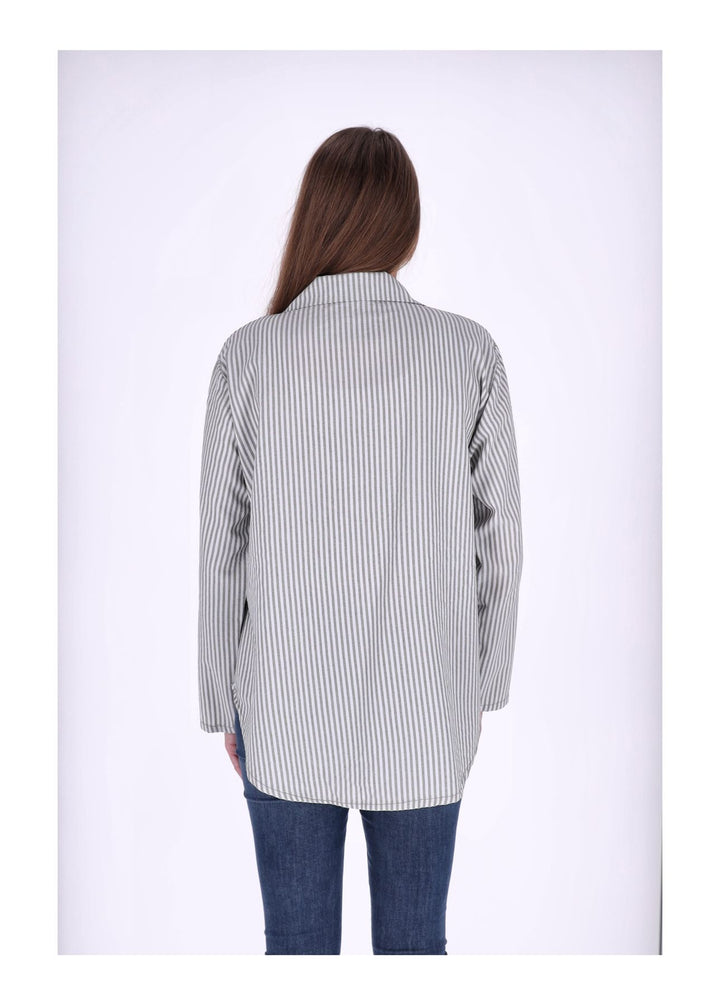 Bluse Damen Krempelarm Streifen