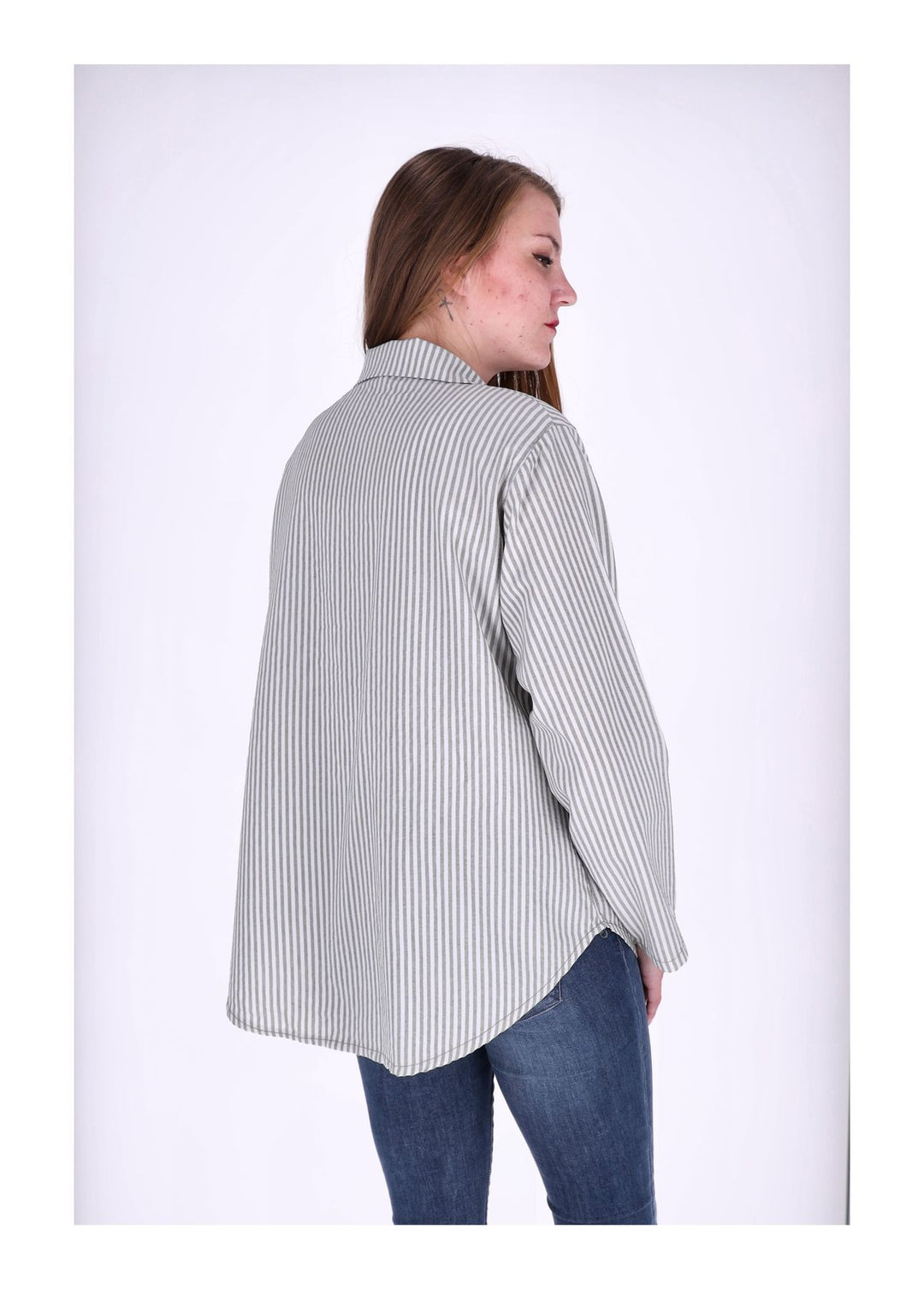 Bluse Damen Krempelarm Streifen