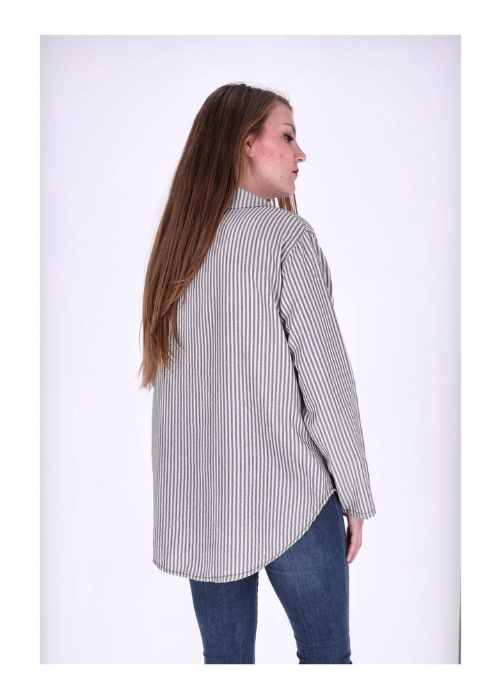 Bluse Damen Krempelarm Streifen