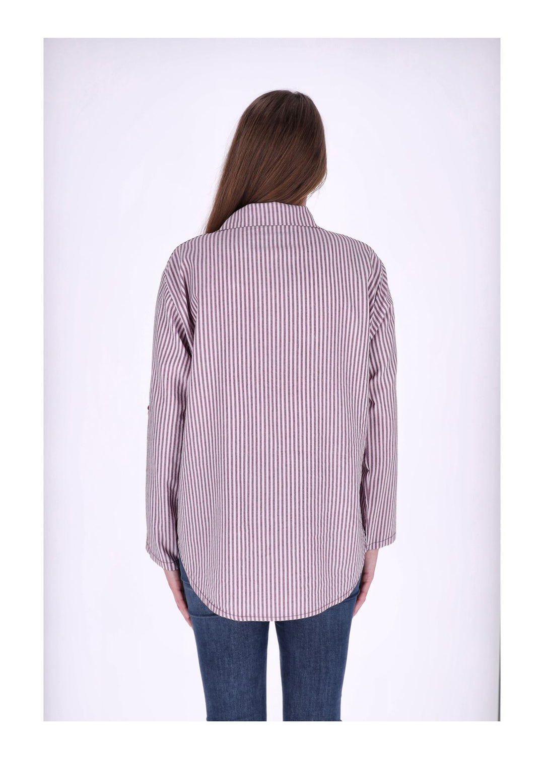 Bluse Damen Krempelarm Streifen