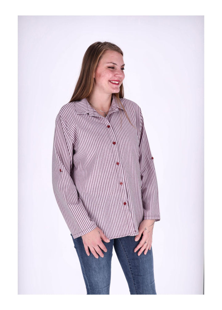 Bluse Damen Krempelarm Streifen