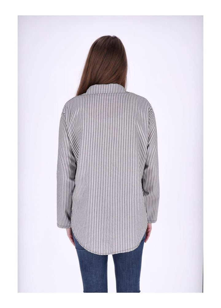 Bluse Damen Krempelarm Streifen