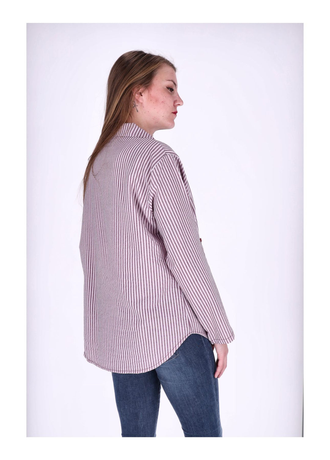 Bluse Damen Krempelarm Streifen