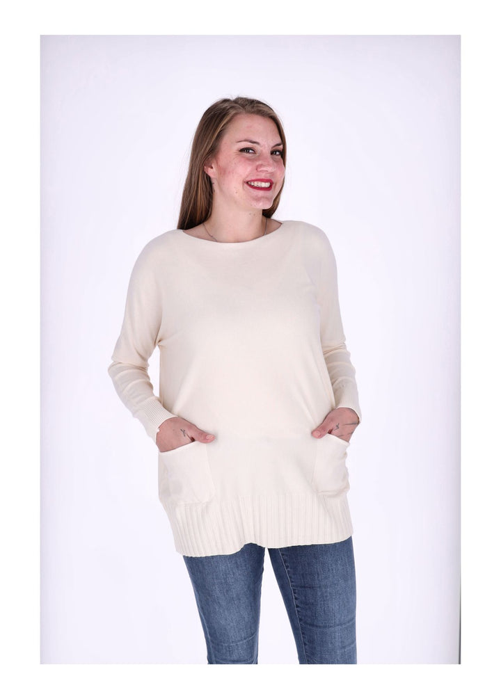 Strickpullover Damen aufgesetzte Taschen