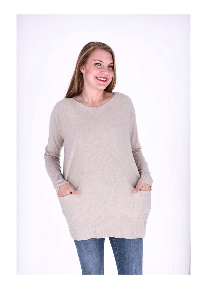 Strickpullover Damen aufgesetzte Taschen