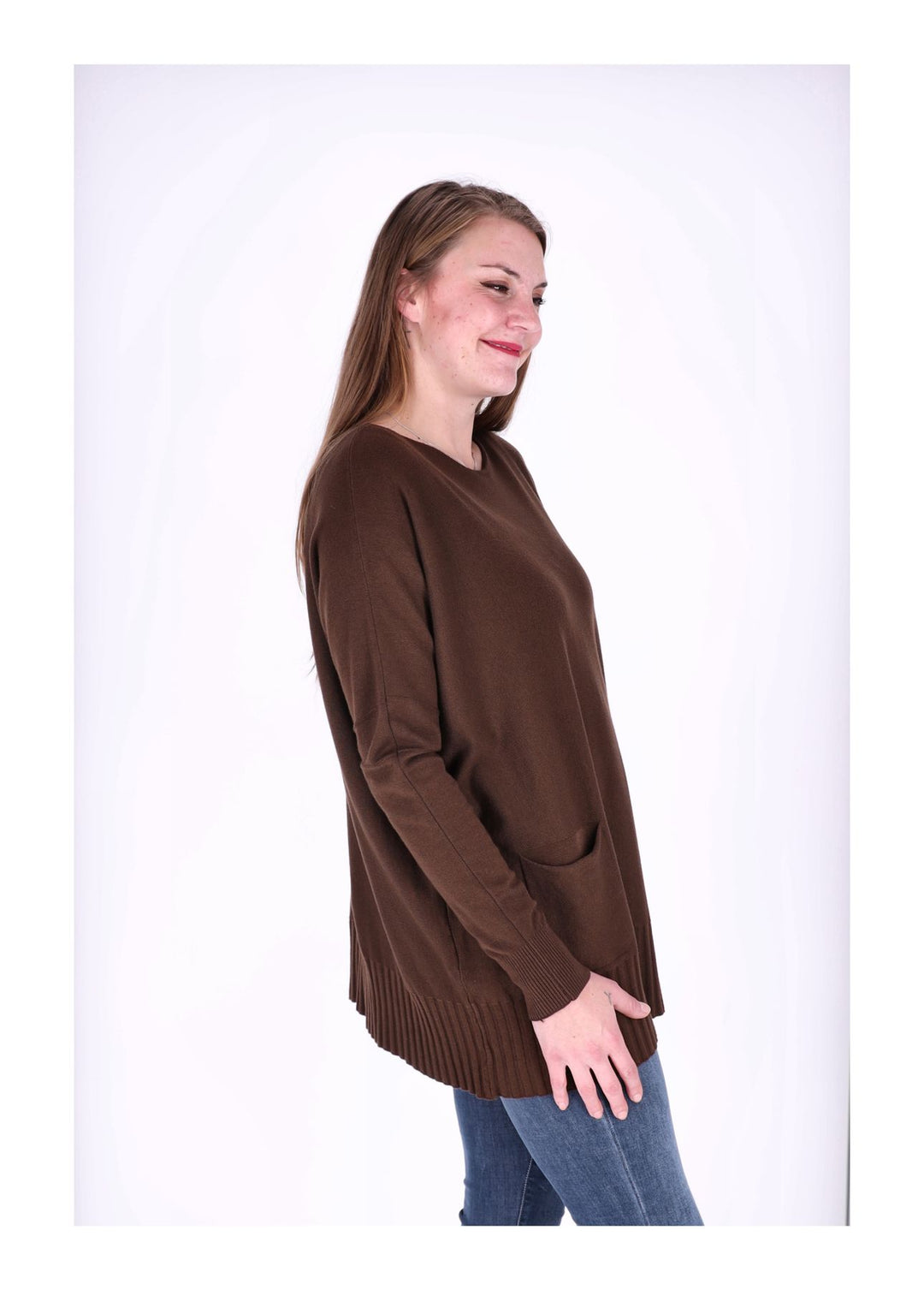 Strickpullover Damen aufgesetzte Taschen