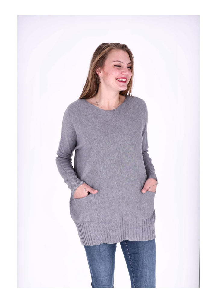 Strickpullover Damen aufgesetzte Taschen