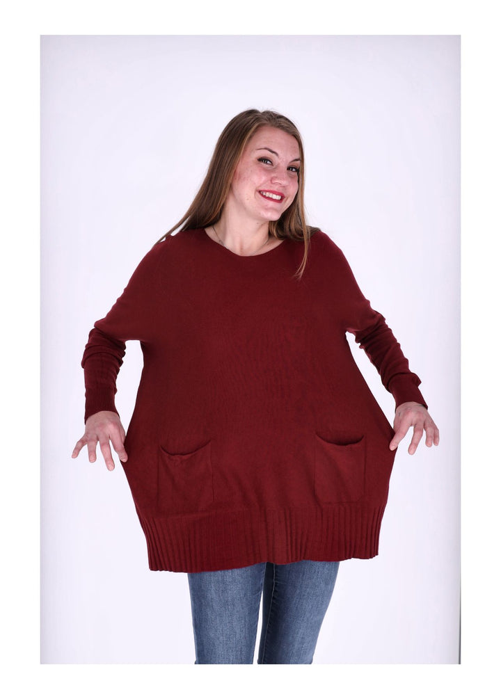 Strickpullover Damen aufgesetzte Taschen