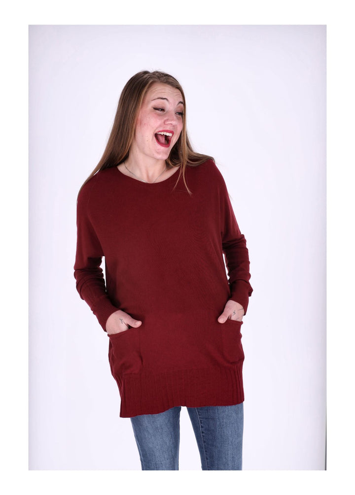 Strickpullover Damen aufgesetzte Taschen