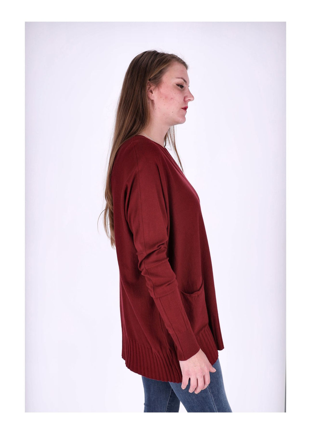 Strickpullover Damen aufgesetzte Taschen