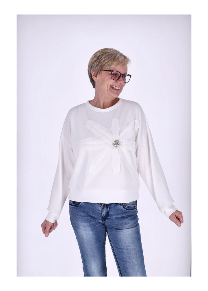 Sweatshirt Damen Applikation Blüte