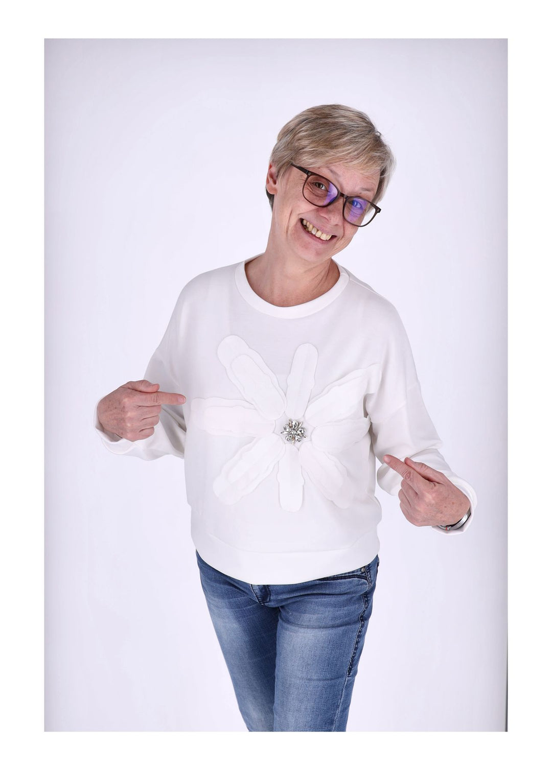 Sweatshirt Damen Applikation Blüte