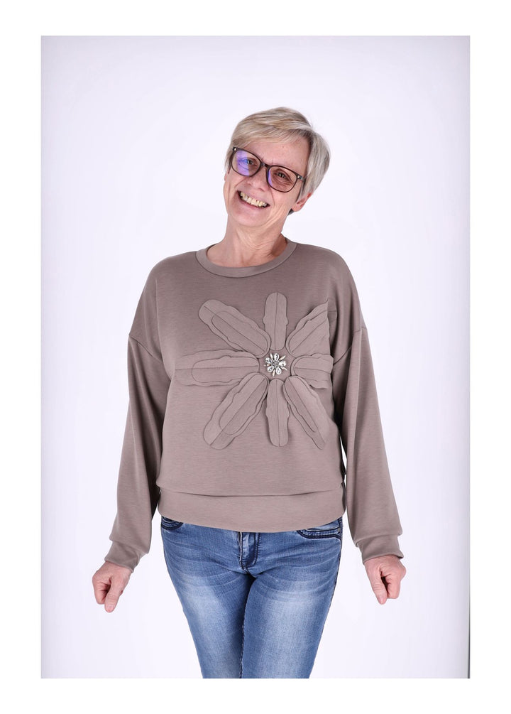 Sweatshirt Damen Applikation Blüte