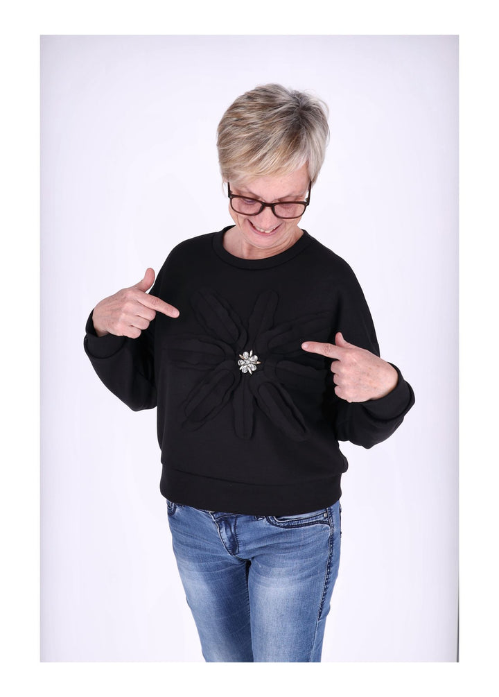 Sweatshirt Damen Applikation Blüte