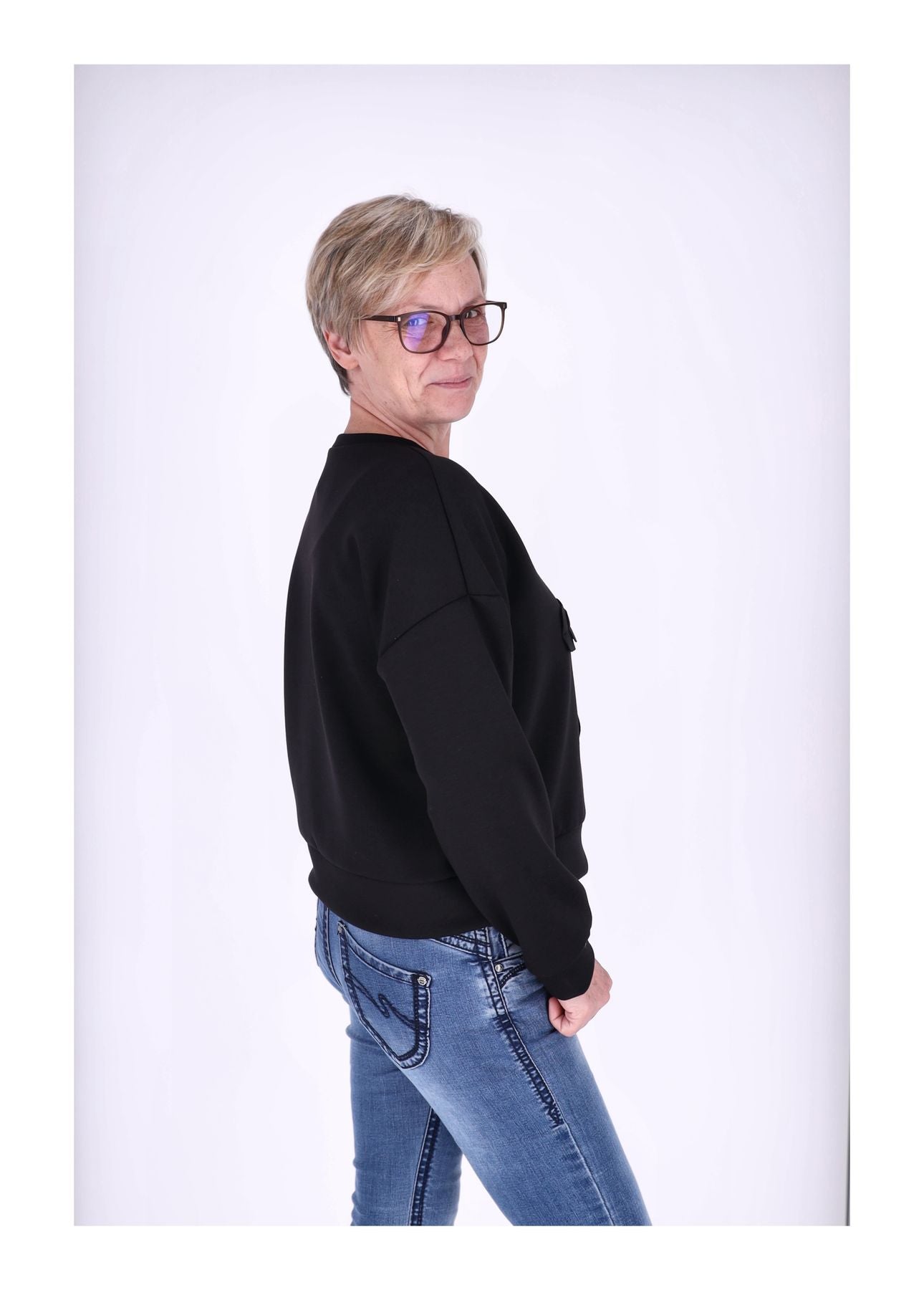 Sweatshirt Damen Applikation Blüte