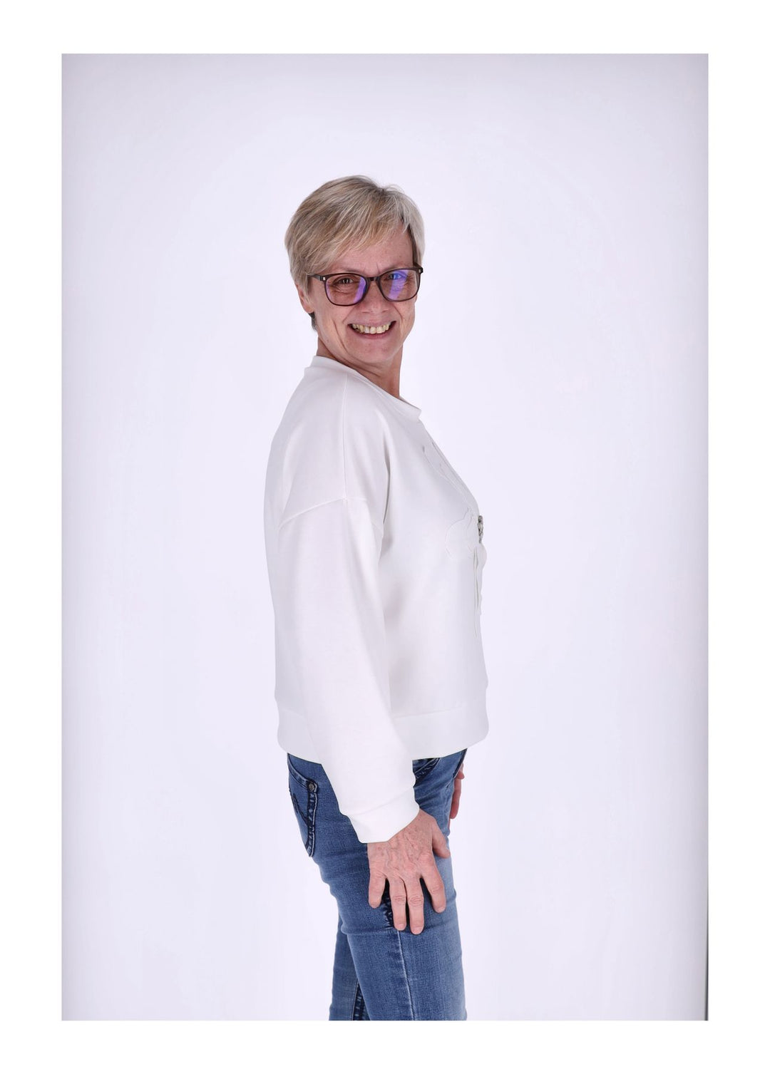 Sweatshirt Damen Applikation Blüte